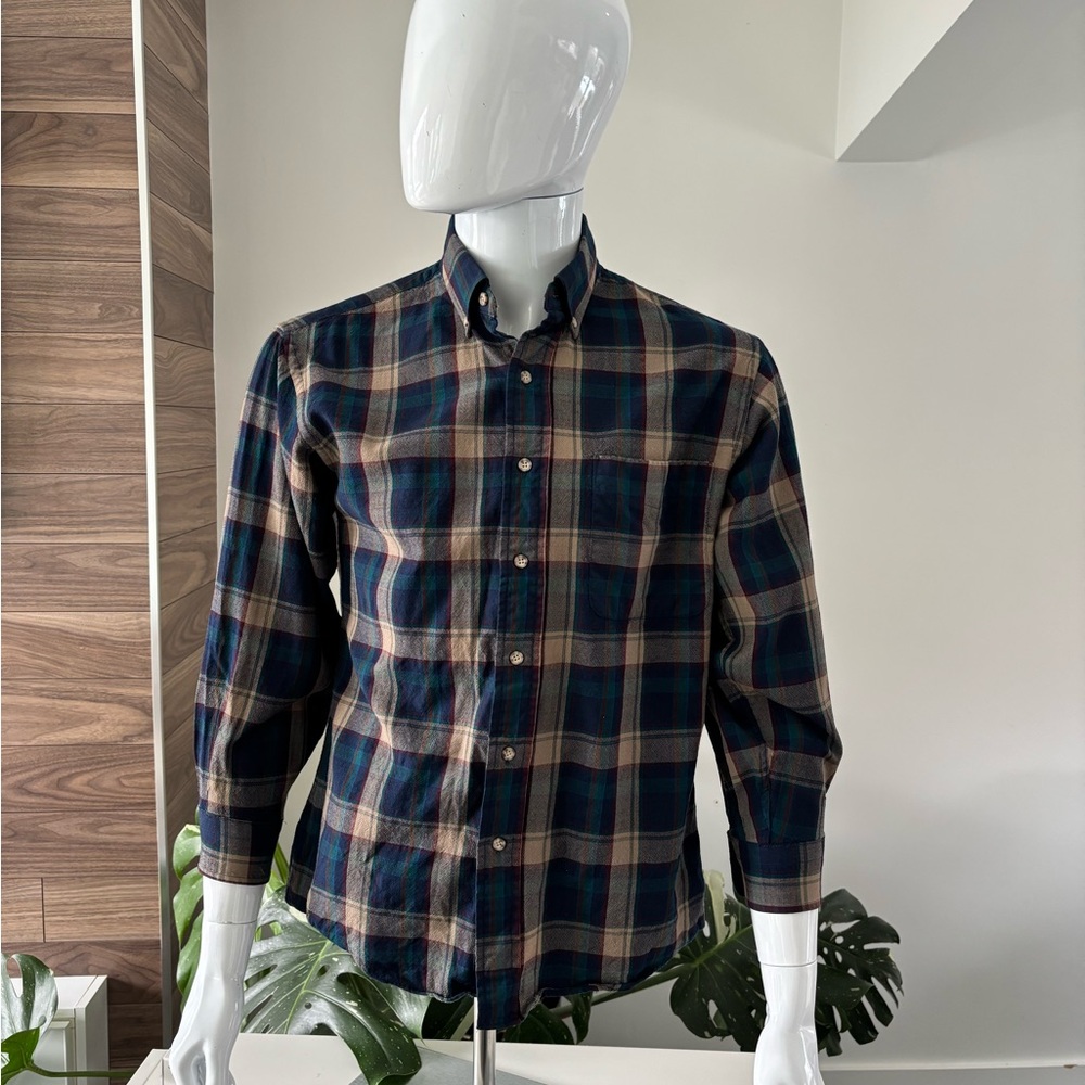 Pendleton Shirt Long Sleeve Wool Medium Plaid Blue Wool *VINTAGE*